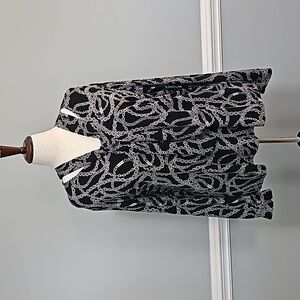 Michael Kors V Neck Tie Front Chain Graphic Blouse